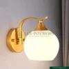 Globe Wall Sconce Light – Contemporary Frosted Glass Light for Hallways & Living Spaces – Gold