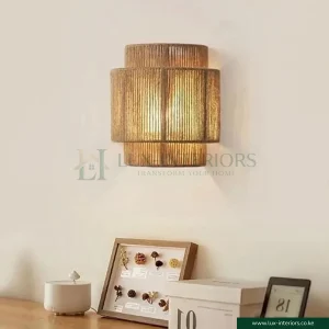 Vintage Rope Wall Sconce Light – Handmade Rattan Rope Shade for Bedroom, Living Room & Hallway – Farmhouse Bedside & Vanity Lighting Fixture