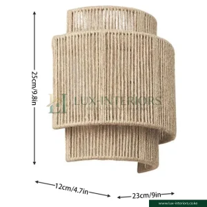 Vintage Rope Wall Sconce Light – Handmade Rattan Rope Shade for Bedroom, Living Room & Hallway – Farmhouse Bedside & Vanity Lighting Fixture