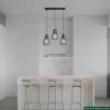 Industrial Pendant Light – 3-Light Black Metal Cage Design with Rectangular Base – Indoor Kitchen, Dining & Living Room Fixture
