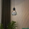 Industrial Pendant Light – Black Metal Cage Design for Ambient Lighting – Indoor Kitchen, Dining & Living Room Fixture