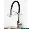 Lux-Interiors Kitchen Mixer Tap – Single-Lever Chrome Faucet with Flexible Black Spout, Stream & Spray Nozzle – 360° Swivel Kitchen Sink Tap