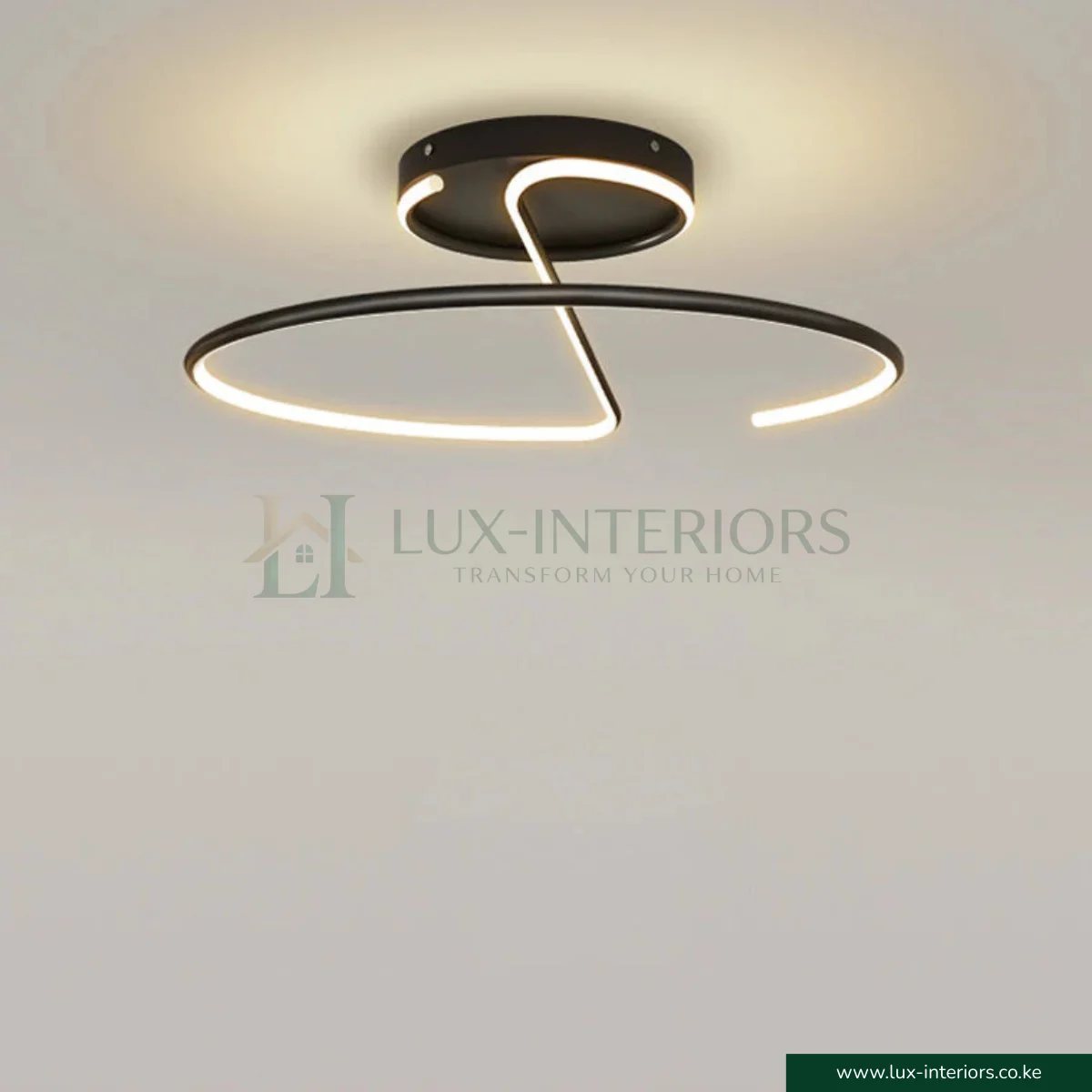 Spiral Ceiling Light – Modern Black Integrated LED with Unique Abstract Design – Indoor Living & Bedroom Fixture - Image 2
