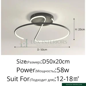 Spiral Ceiling Light – Modern Black Integrated LED with Unique Abstract Design – Indoor Living & Bedroom Fixture