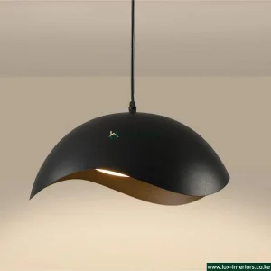 Nordic LED Pendant Light – Modern Wave Design in Black for Ambient Lighting – Indoor Ceiling Fixture