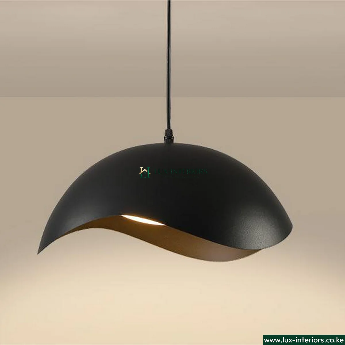 Nordic LED Pendant Light – Modern Wave Design in Black for Ambient Lighting – Indoor Ceiling Fixture