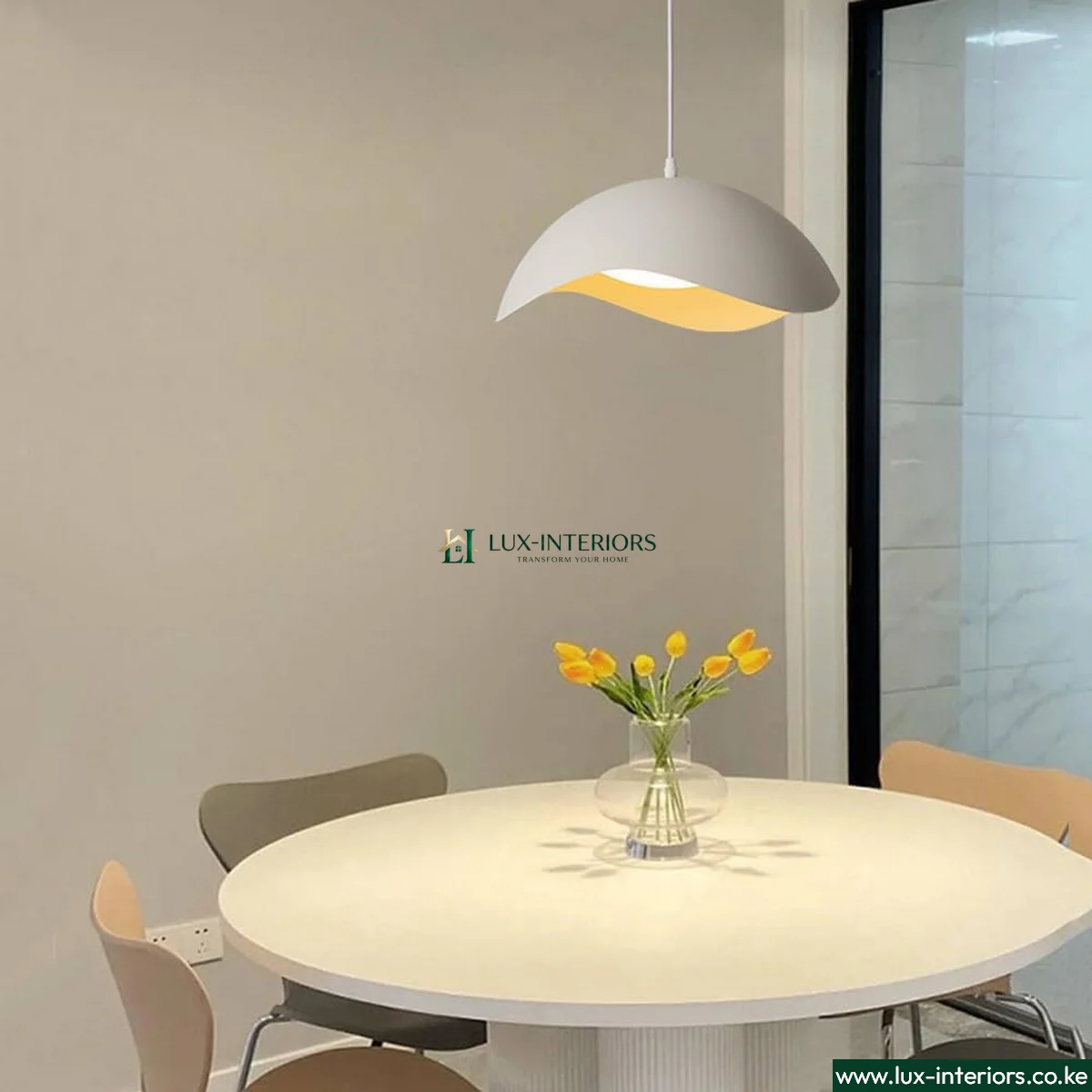 Nordic LED Pendant Light – Modern Wave Design in White for Ambient Lighting – Indoor Ceiling Fixture