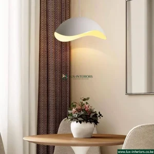 Nordic LED Pendant Light – Modern Wave Design in White for Ambient Lighting – Indoor Ceiling Fixture