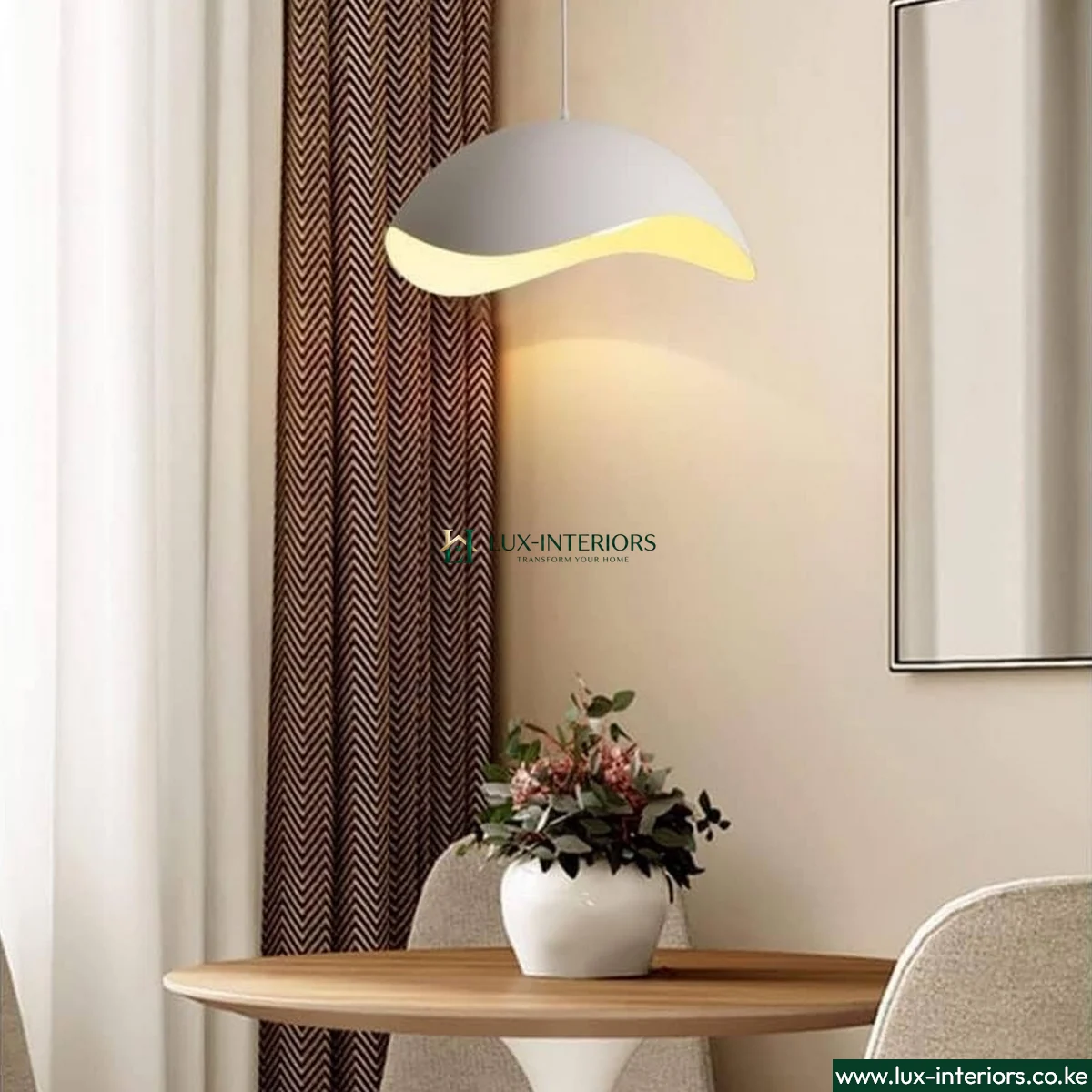 Nordic LED Pendant Light – Modern Wave Design in White for Ambient Lighting – Indoor Ceiling Fixture - Image 3