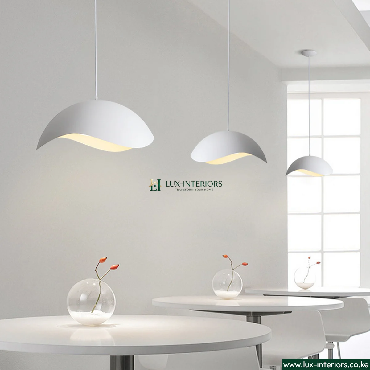 Nordic LED Pendant Light – Modern Wave Design in White for Ambient Lighting – Indoor Ceiling Fixture - Image 4