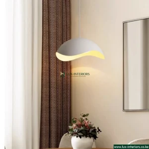Nordic LED Pendant Light – Modern Wave Design in White for Ambient Lighting – Indoor Ceiling Fixture
