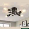 Semi-Flush Ceiling Light – 4-Light Modern Farmhouse Matte Black Sputnik Design – Living Room & Bedroom Rustic Fixture