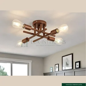 Semi-Flush Ceiling Light – 4-Light Modern Farmhouse Matte Bronze Sputnik Design – Living Room & Bedroom Rustic Fixture