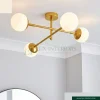 Semi-Flush Ceiling Light Fixture – Modern Gold Metal Frame with White Glass Shade – Indoor Living & Bedroom Fixture