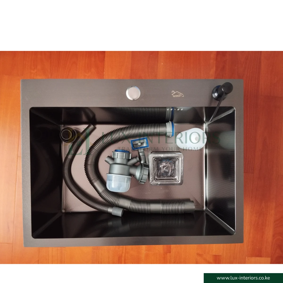 Single Bowl Kitchen Sink – Black Finish Stainless Steel with Integrated Soap Dispenser 4 Single Bowl Kitchen Sink – Black Finish Stainless Steel with Integrated Soap Dispenser - Image 4