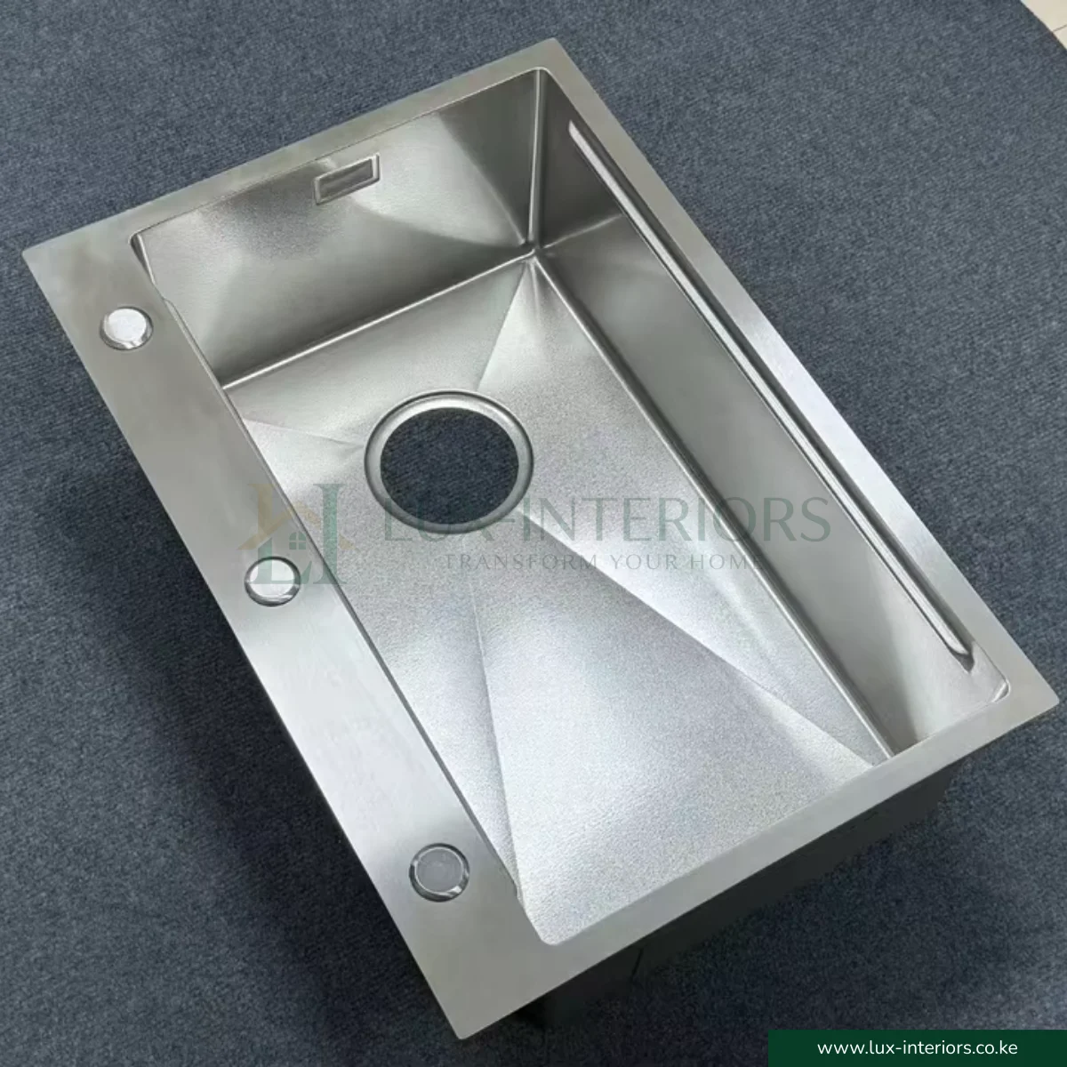 Single Bowl Kitchen Sink – Satin Finish Stainless Steel with Integrated Soap Dispenser - Image 2