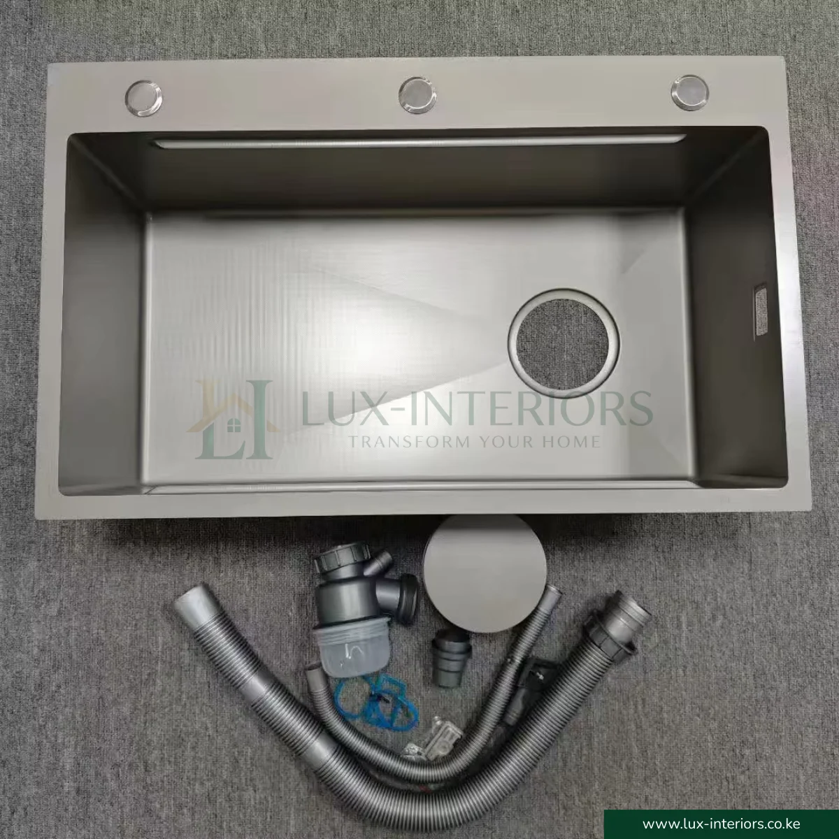 Single Bowl Kitchen Sink – Satin Finish Stainless Steel with Integrated Soap Dispenser - Image 3