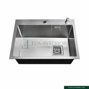 Single Bowl Kitchen Sink – Satin Finish Stainless Steel with Integrated Soap Dispenser
