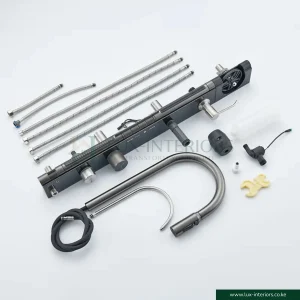 Smart Kitchen Sink – Stainless Steel Waterfall Single Bowl Workstation with Digital Display & Pull-Out Fly Rain Faucet – Multifunctional Sink