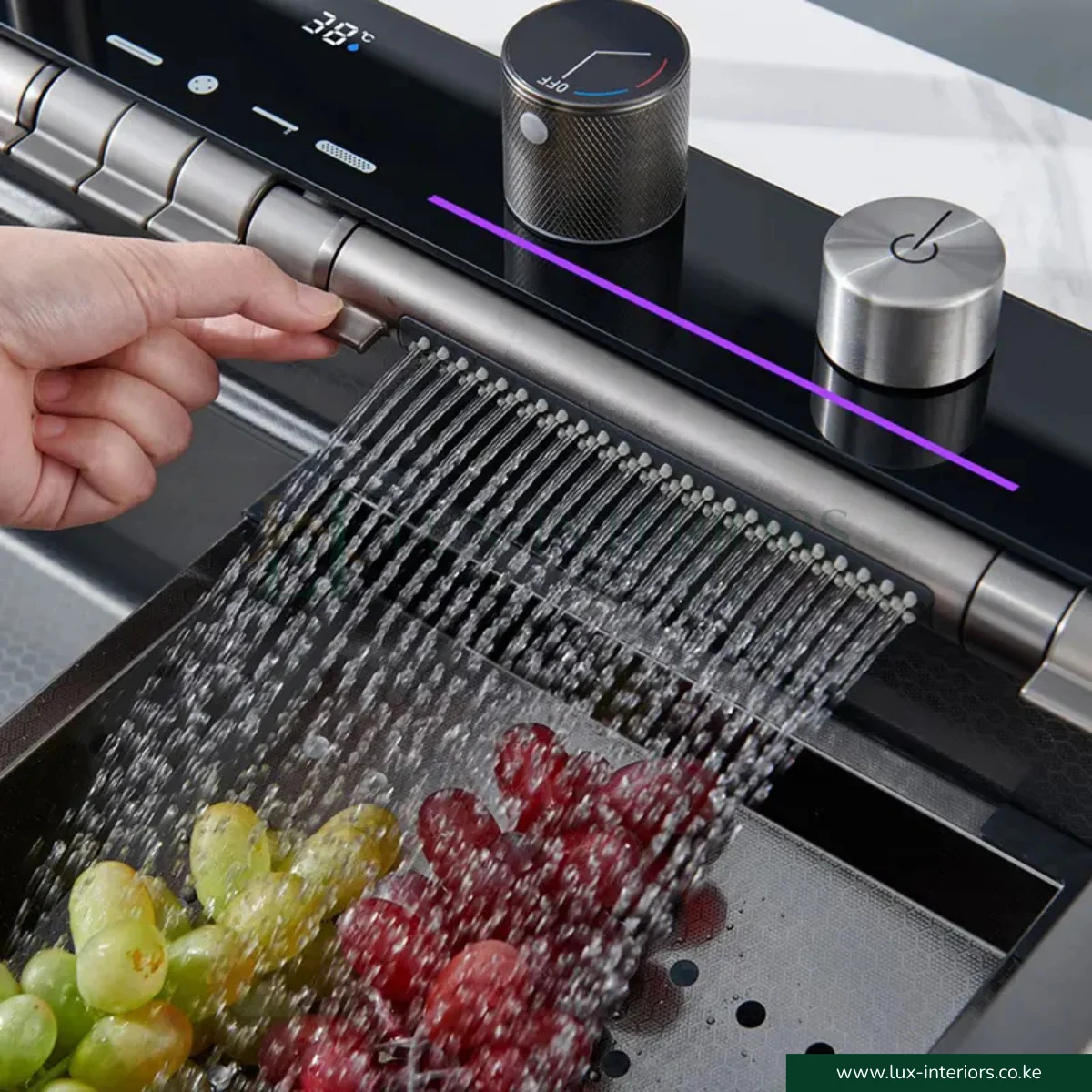 Smart Kitchen Sink – Stainless Steel Waterfall Single Bowl Workstation with Digital Display & Pull-Out Fly Rain Faucet – Multifunctional Sink - Image 4