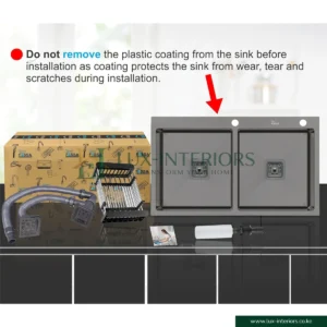 WK Double Bowl Kitchen Sink – Black Stainless Steel with Rinse Tray & Soap Dispenser – Modern Workstation Sink for Contemporary Kitchens