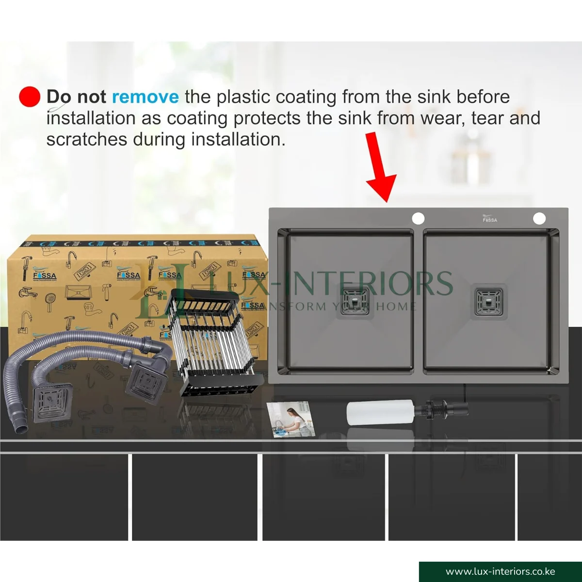 WK Double Bowl Kitchen Sink – Black Stainless Steel with Rinse Tray & Soap Dispenser – Modern Workstation Sink for Contemporary Kitchens - Image 4