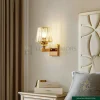 Wall Sconce Light – Crystal Glass with Gold Cone Design for Elegant Ambient Lighting – Indoor Bedroom & Living Room Fixture