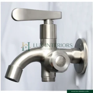 Dual Outlet Tap – 2-in-1 Washing Machine Tap + Normal Tap, SS304 Stainless Steel – Heavy-Duty Home Utility Faucet