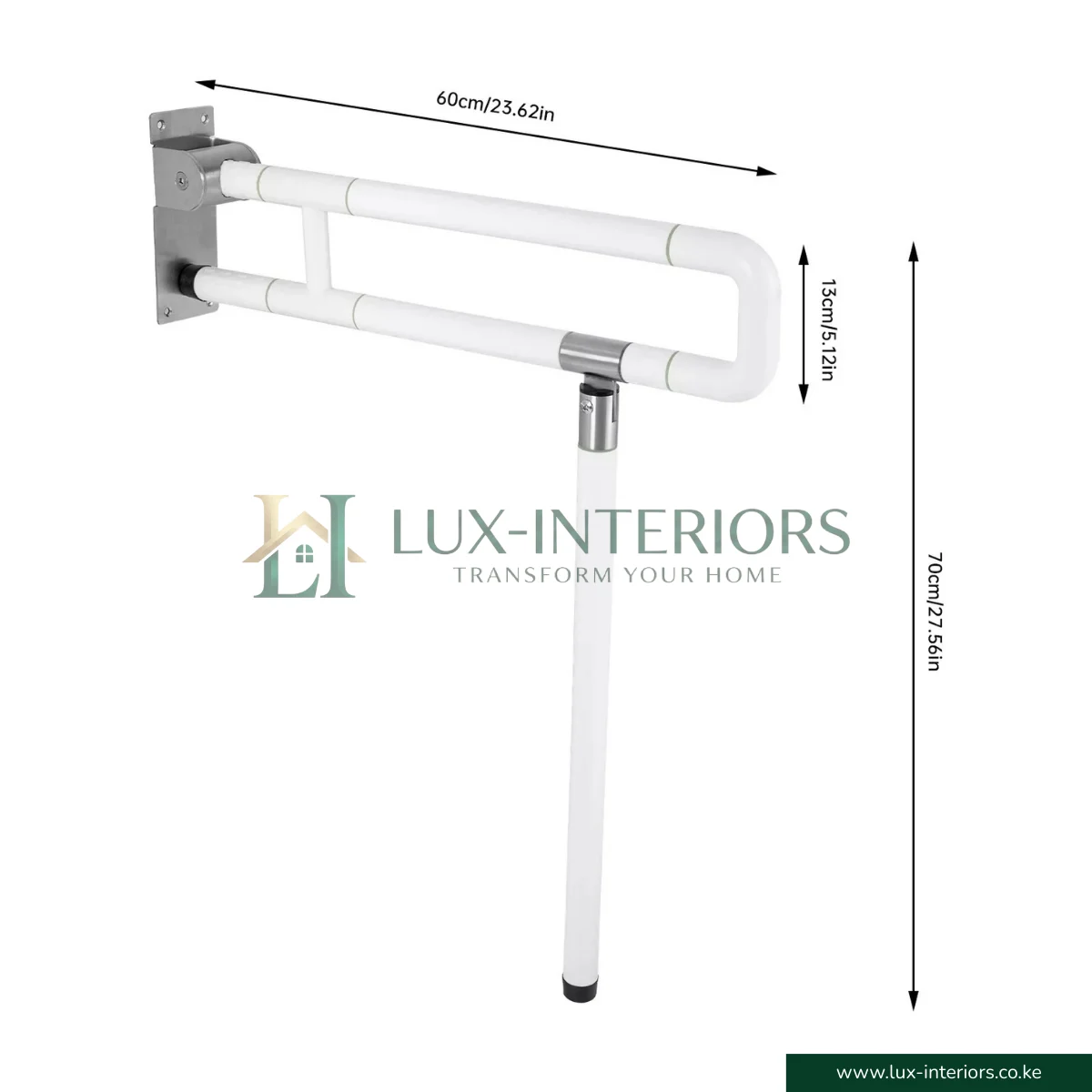 Foldable Bathroom & Toilet Grab Rail – Safety Hand Rail with Floor Stand – Stainless Steel Support Bar for Toilets & Showers - Image 3