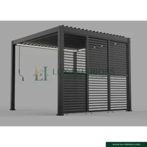 Luxe Aluminium Outdoor Pergola Gazebo – 3×3m with Integrated LED Lighting – Matte Grey with Open Sides