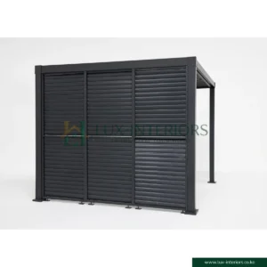 Luxe Aluminium Outdoor Pergola Gazebo – 3×3m with Integrated LED Lighting – Matte Grey with Open Sides