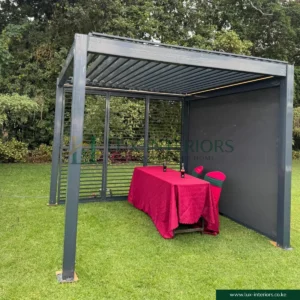 Luxe Aluminium Outdoor Pergola Gazebo – 3×3m with Integrated LED Lighting – Matte Grey with Open Sides