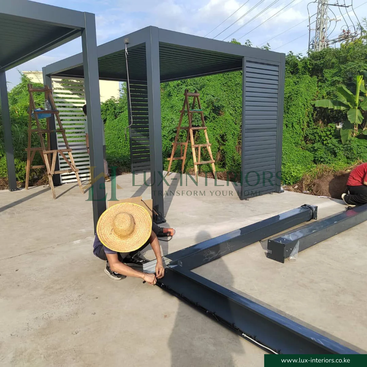 Luxe Aluminium Outdoor Pergola Gazebo – 3×3m with Integrated LED Lighting – Matte Grey with Open Sides - Image 7