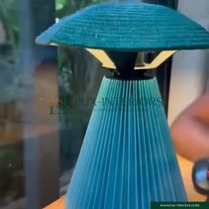 LED Table Lamp – Blue Mushroom Shape with African Rattan-Style Weave for Warm Ambient Lighting – Indoor Bedside & Living Room Lamp