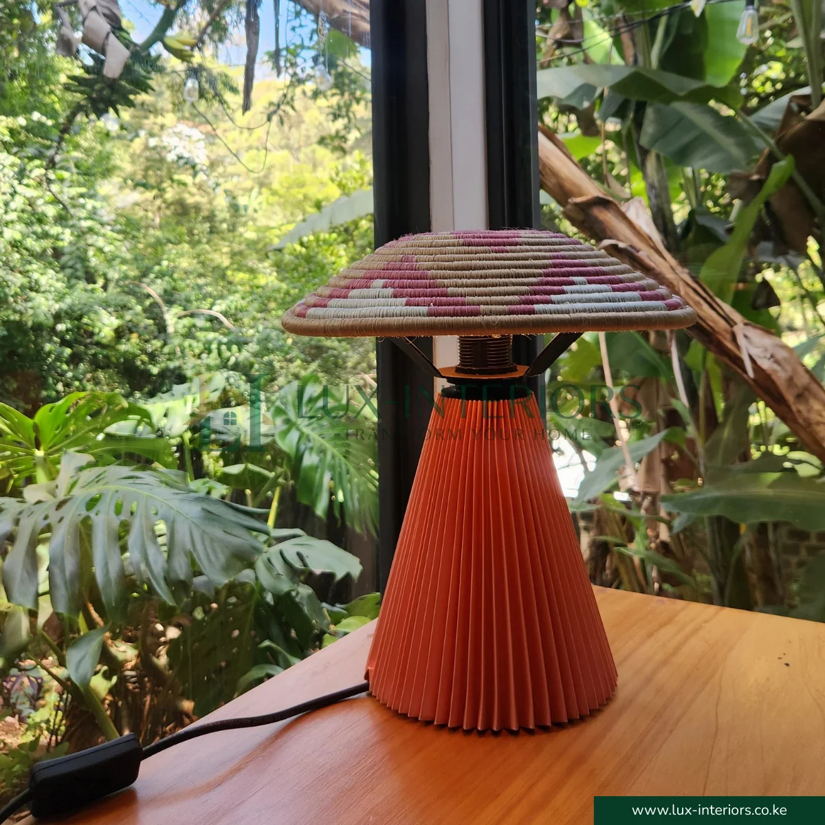 LED Table Lamp – Peach Mushroom Shape with African Rattan-Style Weave for Warm Ambient Lighting – Indoor Bedside & Living Room Lamp - Image 2