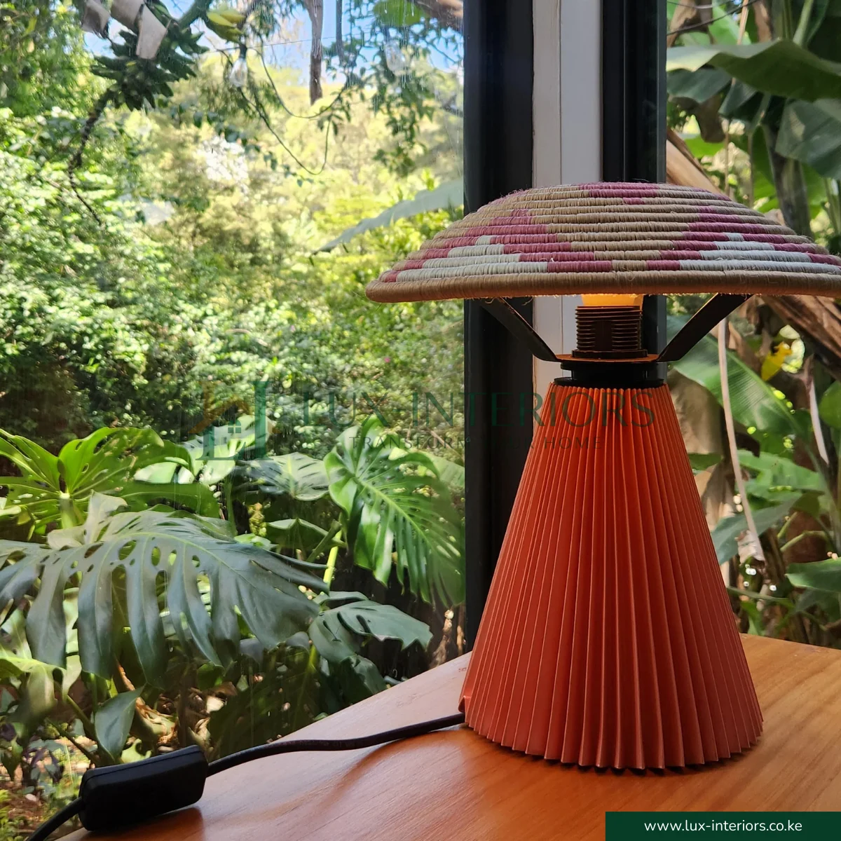 LED Table Lamp – Peach Mushroom Shape with African Rattan-Style Weave for Warm Ambient Lighting – Indoor Bedside & Living Room Lamp - Image 3