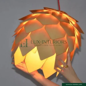 Wooden Pendant Light – Modern Acorn Shape with Natural Wood Finish – Indoor Ceiling Fixture for Dining & Living Rooms