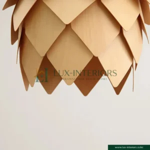 Wooden Pendant Light – Modern Acorn Shape with Natural Wood Finish – Indoor Ceiling Fixture for Dining & Living Rooms