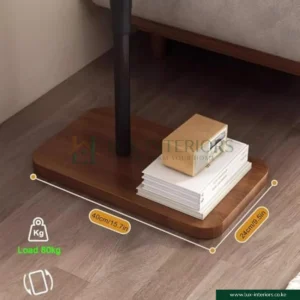 Adjustable Couch Side Table – Sturdy C-Shaped Design for Laptop & Snacks – Black Walnut Concave