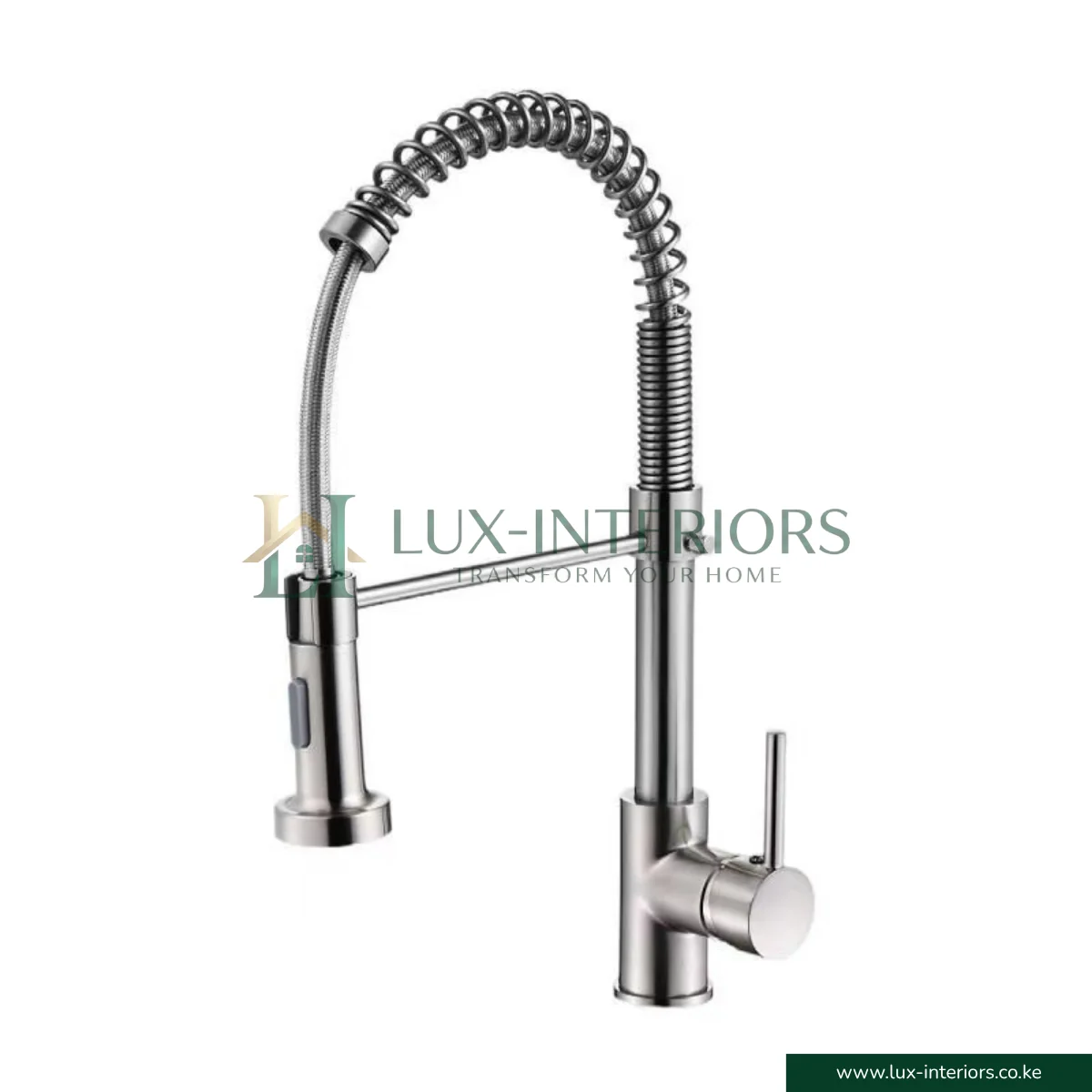 Brimix 6243L Kitchen Sink Mixer Tap – 360° Swivel Pull-Out Spray for Flexible Use – Brushed Nickel Spring