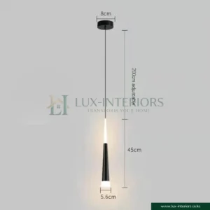 Modern LED Pendant Light – Minimalist Long Linear Chandelier – Matt Black Finish