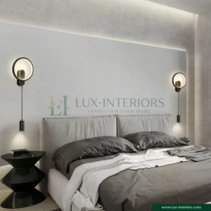 Modern LED Wall Lamp – Ring Light with Cylinder Downlight – Black Minimalist Finish