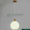 Modern Pendant Lamp – Spherical Frosted Glass Shade with Iron Frame – Gold