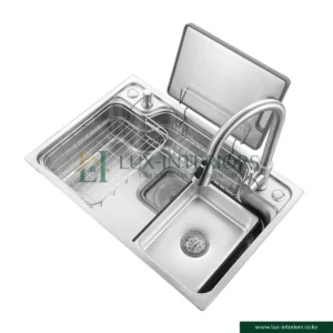 Premium Kitchen Sink Set – Large Single Bowl Handmade SUS304 Stainless Steel – Japanese Style