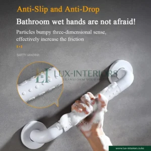 Safety Hand Rail – Stainless Steel Core with Anti-Slip Rubber Grip – 50cm Bathroom Support