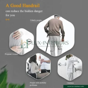 Safety Hand Rail – Stainless Steel Core with Anti-Slip Rubber Grip – 50cm Bathroom Support