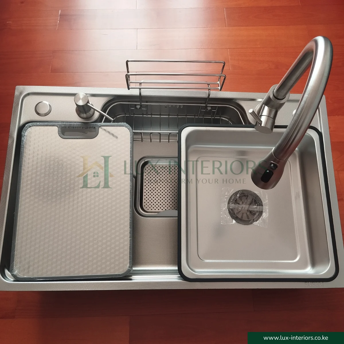 Smart Kitchen Sink Single Bowl Stainless Steel Workstation with Kitchen Sink Tap Chopping Board Lux Interiors.co .ke 2