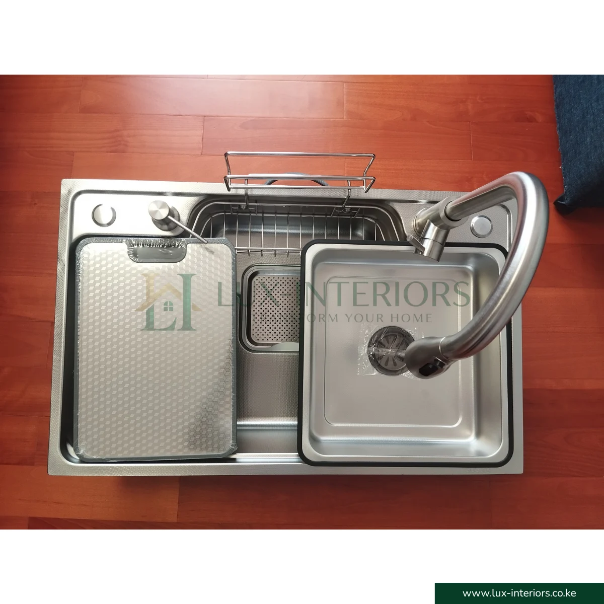 Smart Kitchen Sink – Single Bowl Stainless Steel Workstation with Kitchen Sink Tap & Chopping Board 3 Smart Kitchen Sink – Single Bowl Stainless Steel Workstation with Kitchen Sink Tap & Chopping Board - Image 3