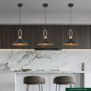 Industrial Pendant Lamp – Triple-Light Modern Farmhouse Ceiling Fixture – Black Finish