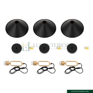 Industrial Pendant Lamp – Triple-Light Modern Farmhouse Ceiling Fixture – Black Finish